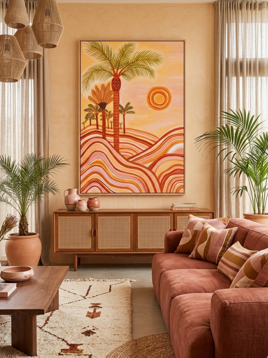 Saffron Dunes and Sun | 120 x 75 Painting
