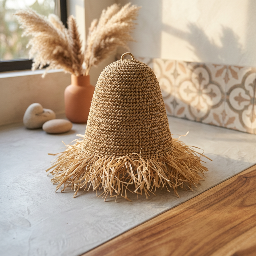 Corypha palm fiber + seagrass decor